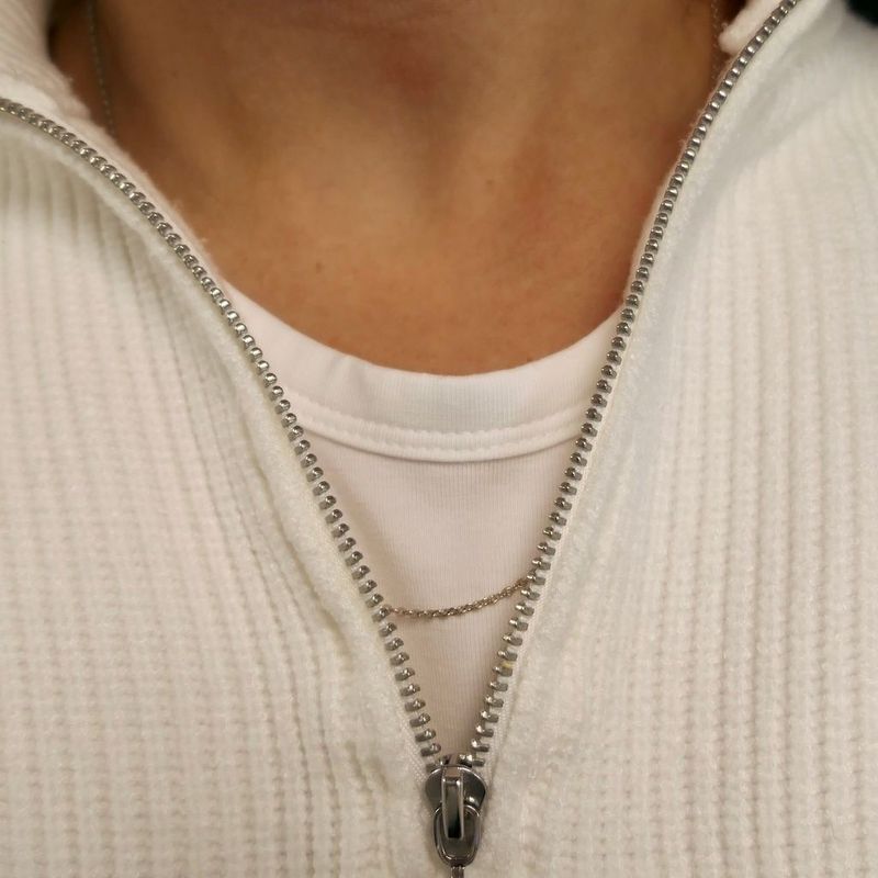 Image 7 of White gold anchor link necklace