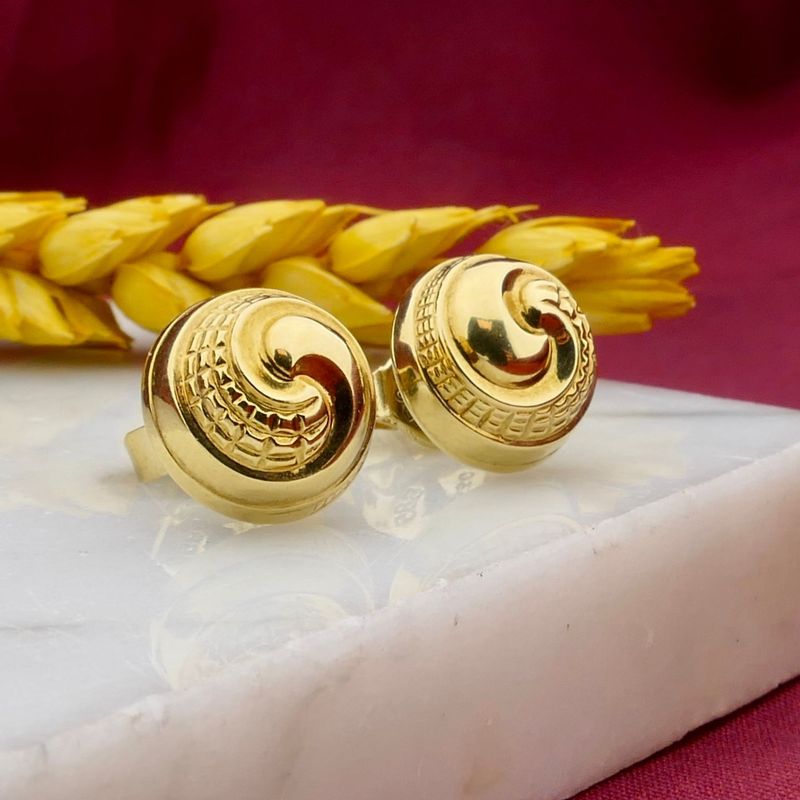 Image 2 of Vintage gold round stud earrings