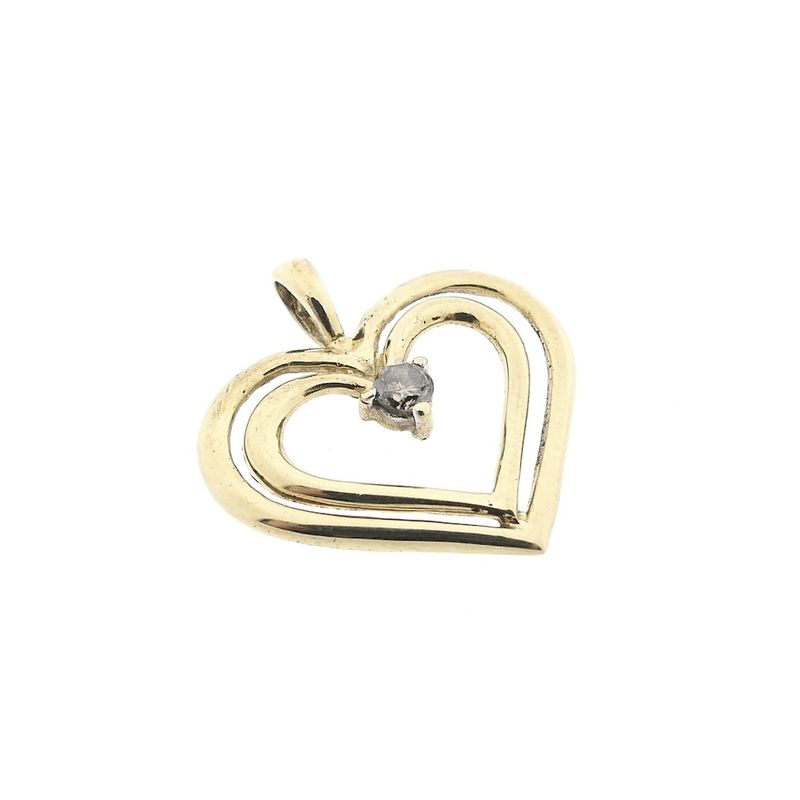 Image 9 of 10K Double Heart Pendant with Diamond | 0.08 ct.
