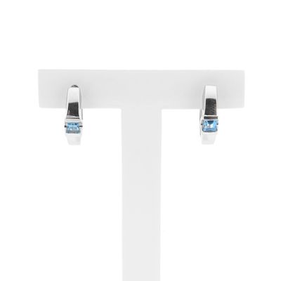 Image 1 of White Gold Earrings with Topaz; Ø 13.8 mm