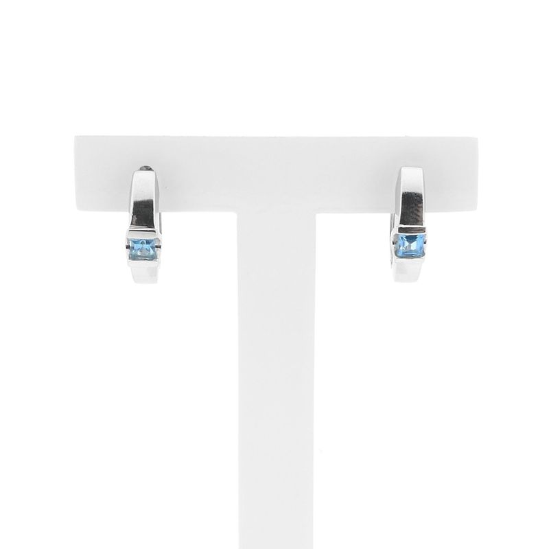 Image 1 of White Gold Earrings with Topaz; Ø 13.8 mm