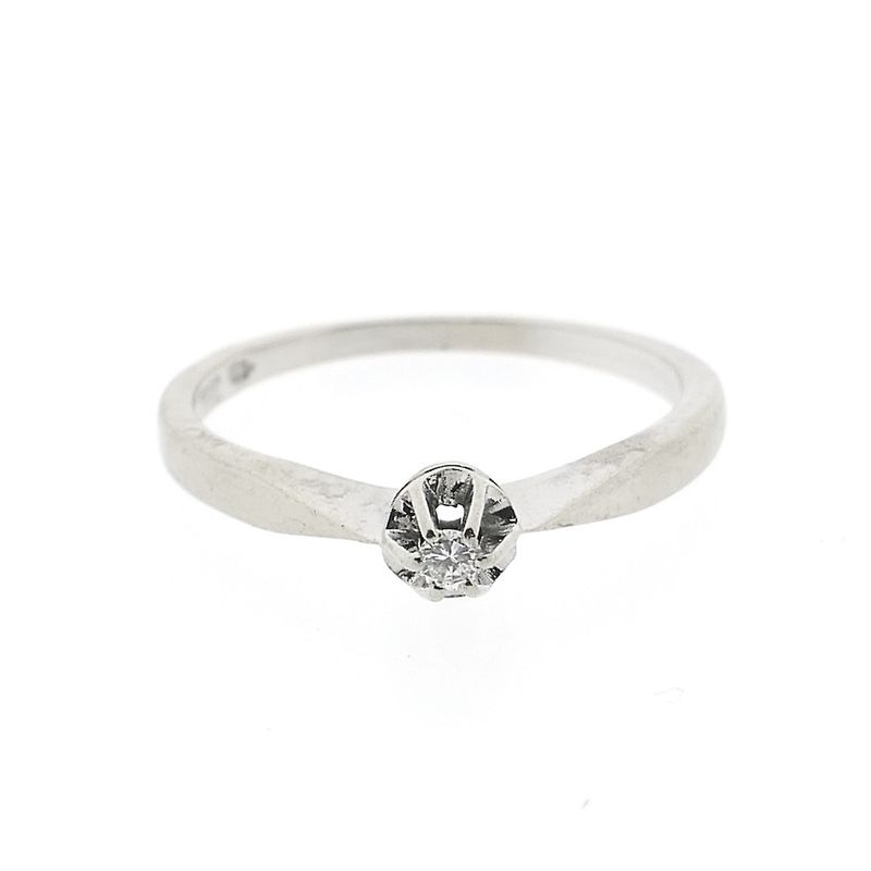 Image 3 of White gold solitaire ring with diamond | 0.03 ct.