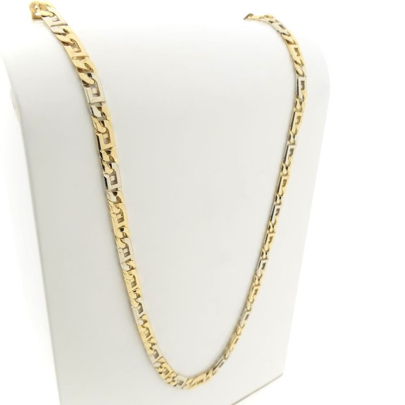 Image 3 of Two-tone gold navy link necklace; Men's | 71.5 cm