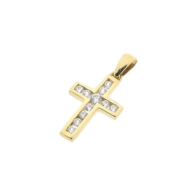 Image 7 of Gold pendant of a cross with zirconia