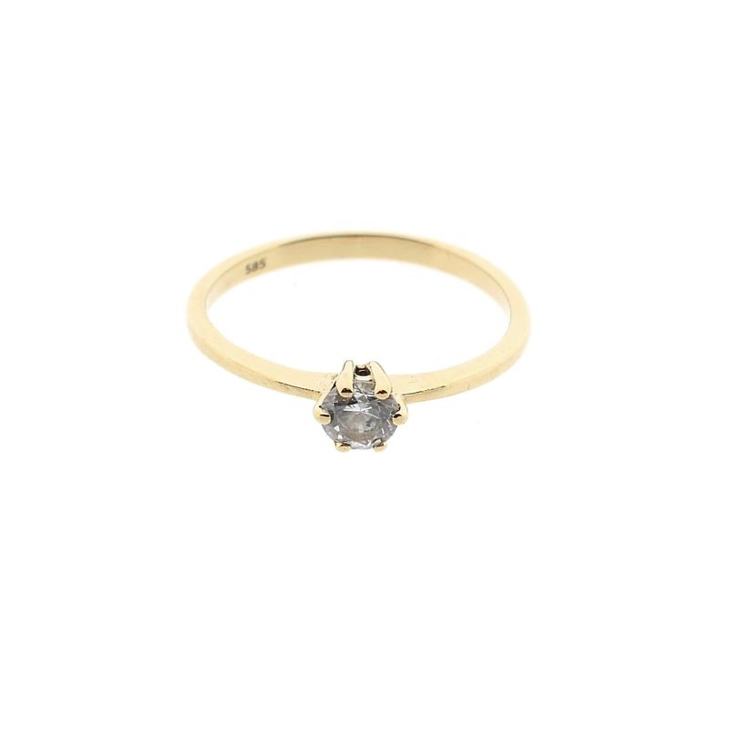 Image 3 of Golden solitaire ring with zirconia