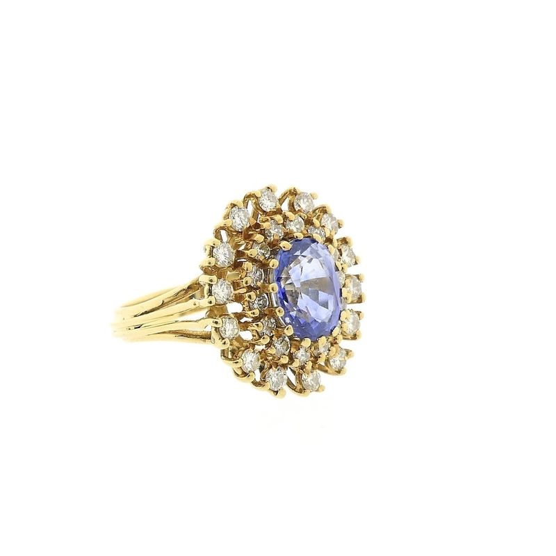 Image 4 of Gold cocktail ring with sapphire and diamonds; 0.70 ct.