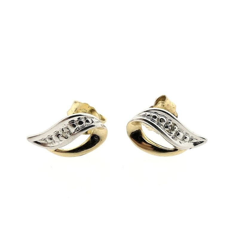 Image 5 of Bicolor gold stud earrings with diamonds