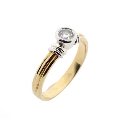 Image 1 of 18-karat bicolor solitaire ring with 0.20 ct. diamond