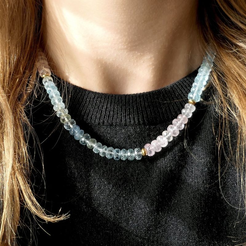 Image 16 of Gold multi-colored bead necklace