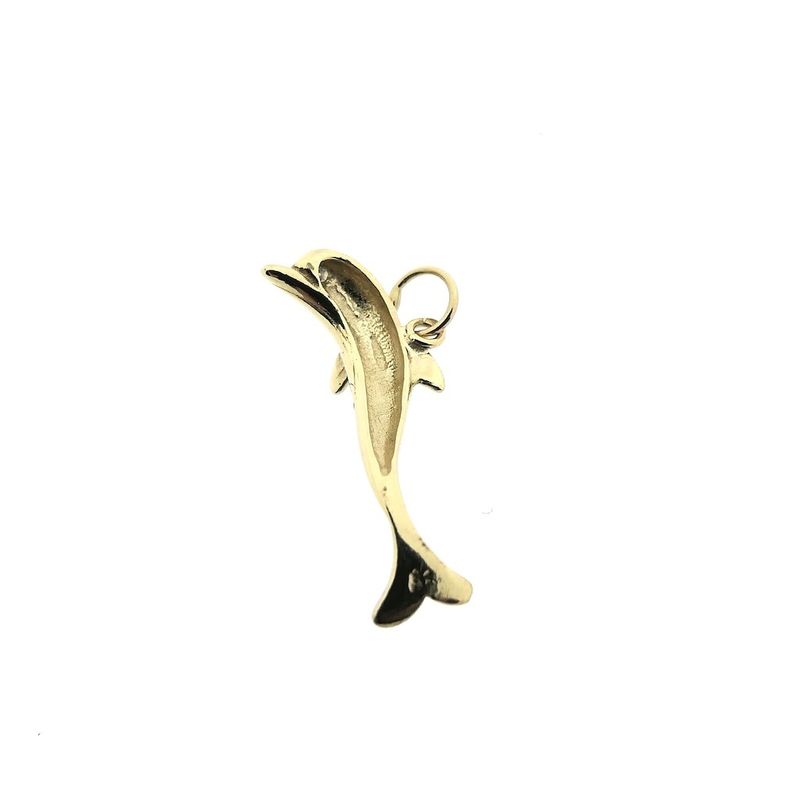 Image 4 of Two-tone gold dolphin pendant with diamond; 0.005 ct.