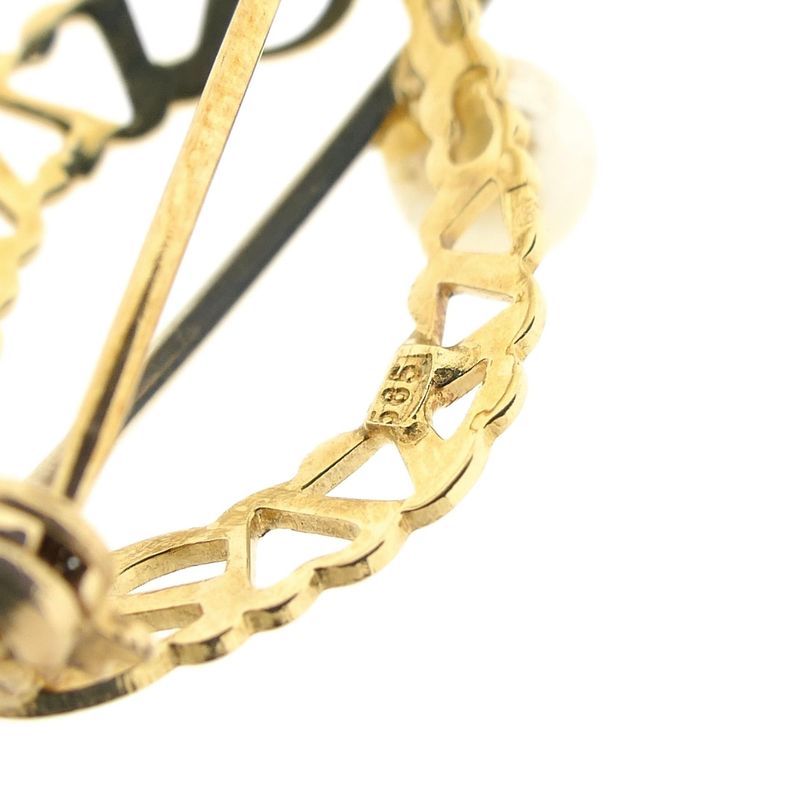 Image 6 of Vintage two-tone gold brooch with pearl