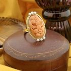 Image 7 of Vintage gold ring with red coral and pearl