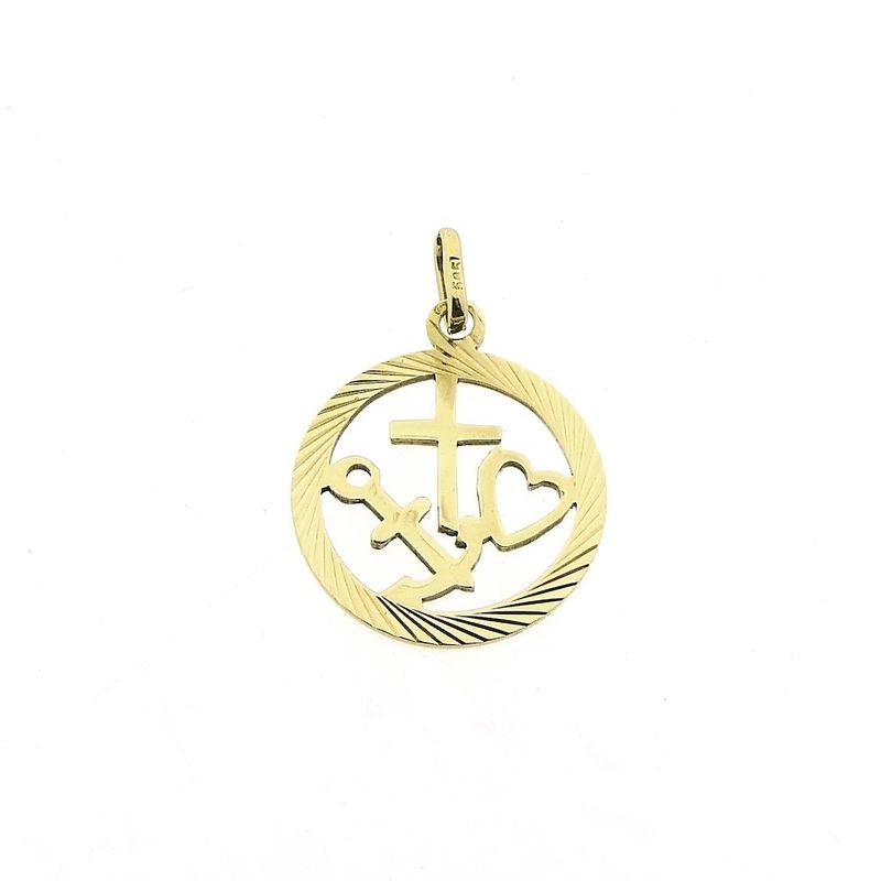 Image 1 of Gold pendant; Faith, hope, and love