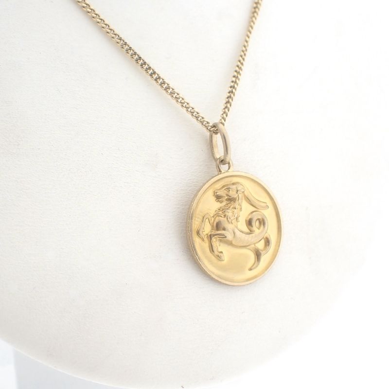 Image 6 of Gold zodiac sign pendant; Capricorn.