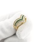 Image 9 of 18K Gold V-shaped ring with emerald and diamond | 0.34 ct.