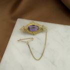 Image 7 of Gold brooch with amethyst.