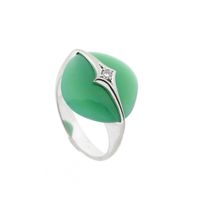 Gold ring with jade and diamond | 0.025 ct.