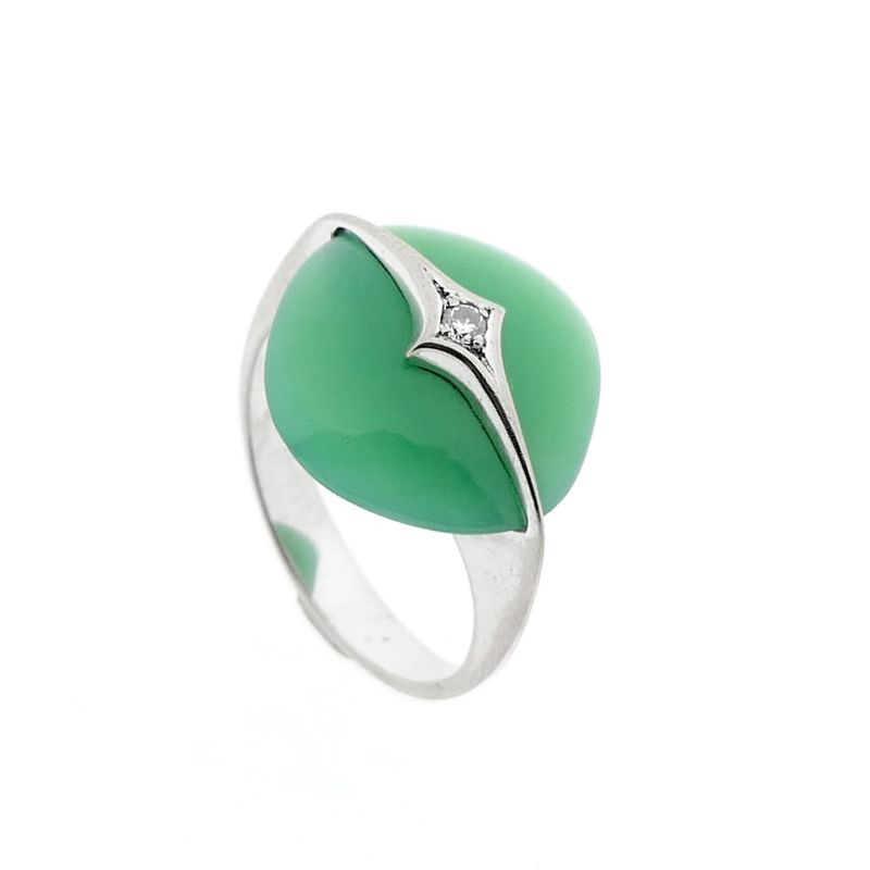 Image 1 of Gold ring with jade and diamond | 0.025 ct.