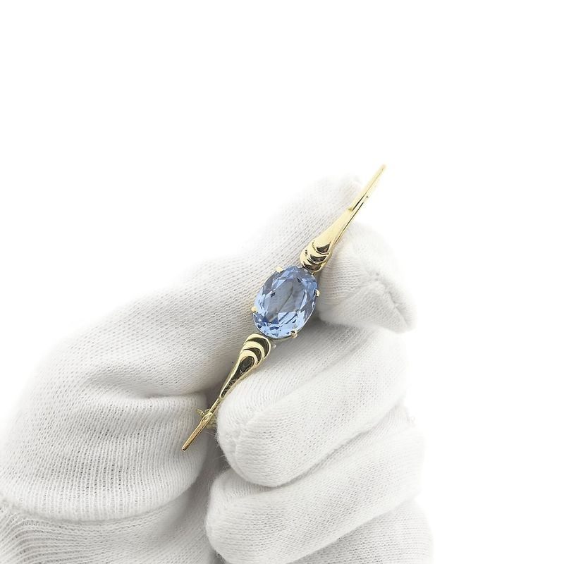 Image 8 of Gold brooch with blue topaz