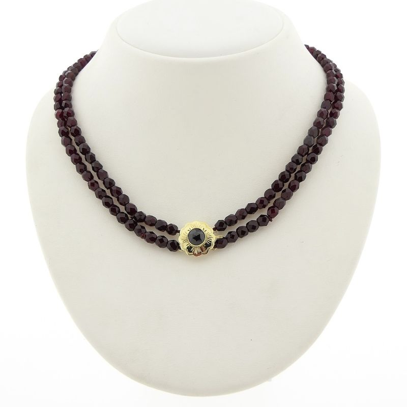 Image 12 of Antique glass bead necklace with gold clasp