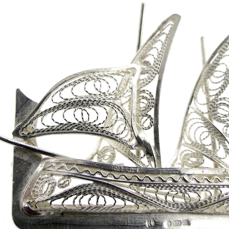 Image 3 of Antique ship brooch in filigree technique