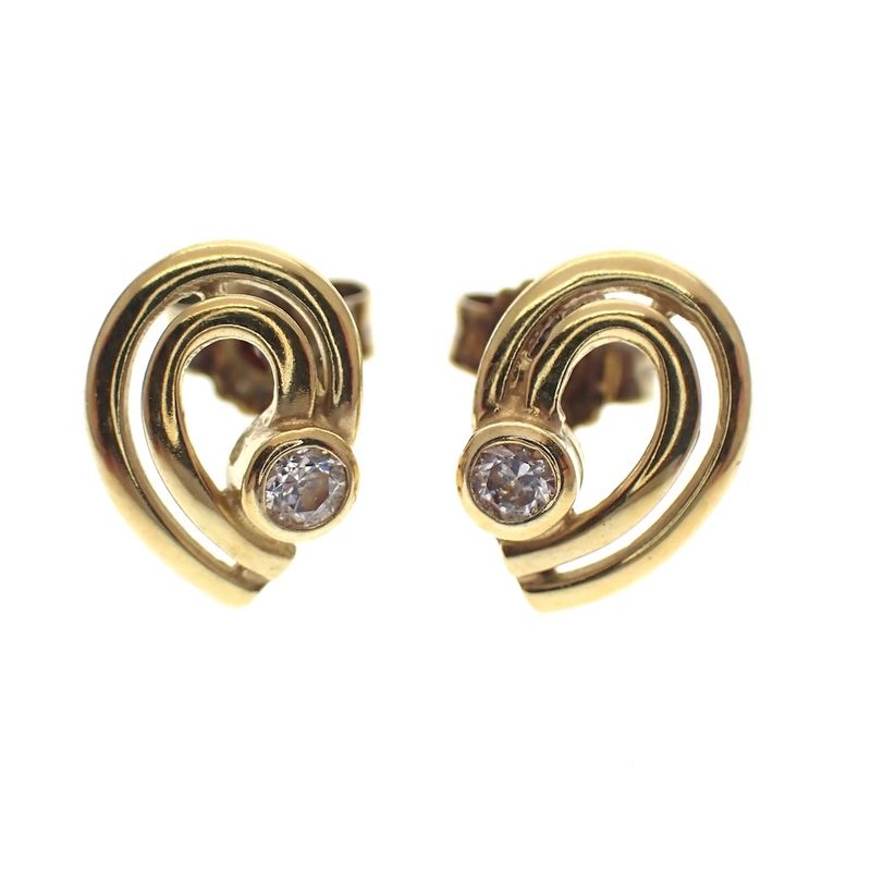 Image 1 of Gold fantasy stud earrings with zirconia