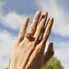 Image 2 of Gold entourage ring with red coral | Vintage