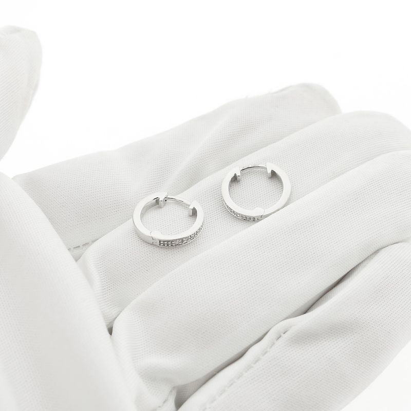 Image 7 of White gold earrings with diamond; 0.08 ct. | Ø 12.9 mm