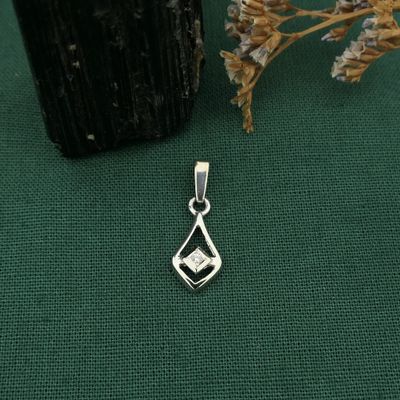 Image 2 of Subtle white gold pendant with diamond; 0.02 ct.