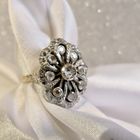 Image 2 of Victorian gold ring with rose-cut diamonds; approx. 0.40 ct.