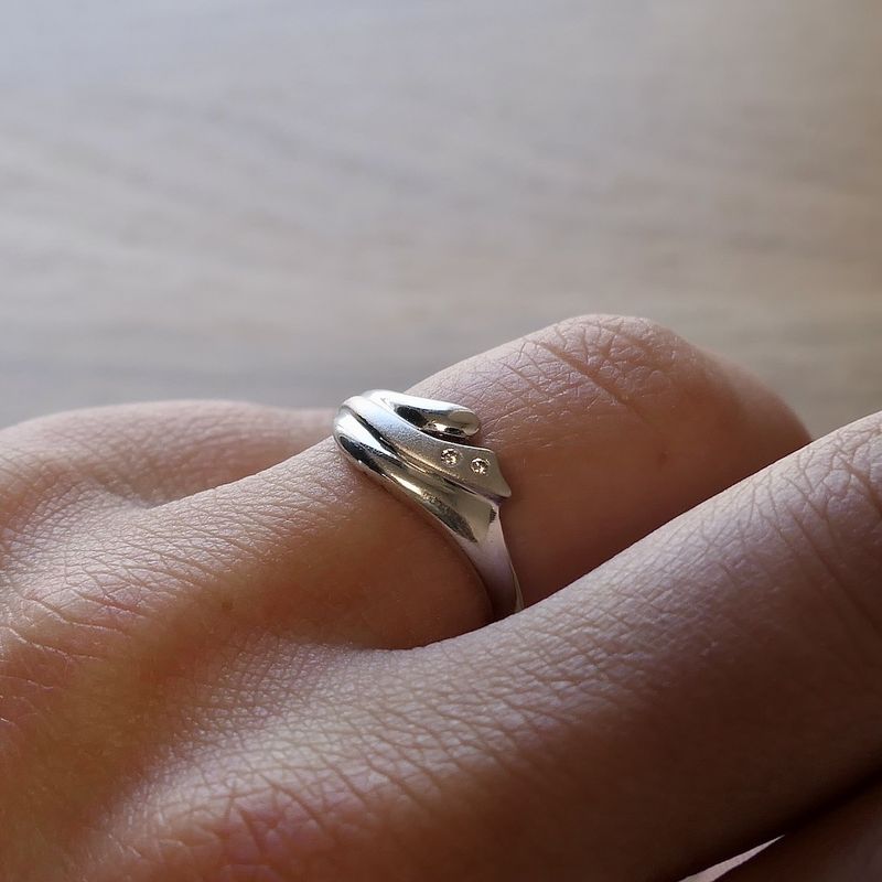 Image 9 of White gold ring with diamond | 0.015 ct.