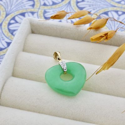 Gold jade pendant with diamond | 0.03 ct. Image 2 of Gold jade pendant with diamond | 0.03 ct.