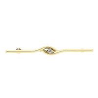 Narrow gold brooch with diamond | 0.05 ct.