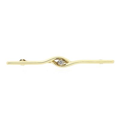 Narrow gold brooch with diamond | 0.05 ct. Image 1 of Narrow gold brooch with diamond | 0.05 ct.
