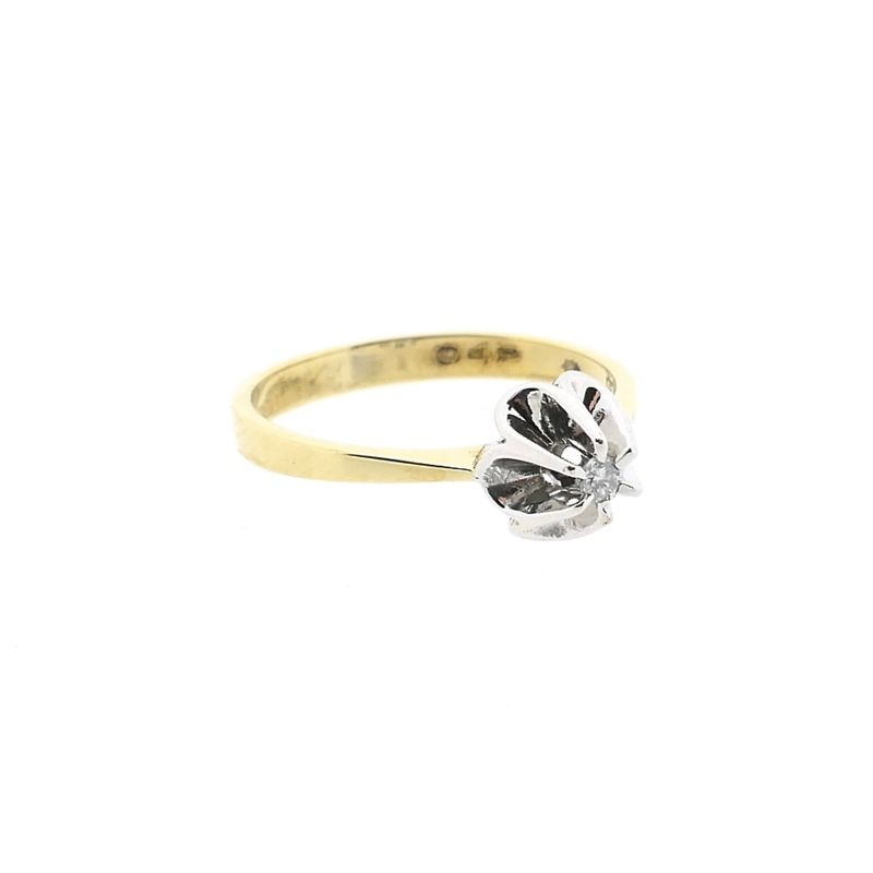 Image 4 of Bicolor gold solitaire ring with diamond; 0.035 ct.