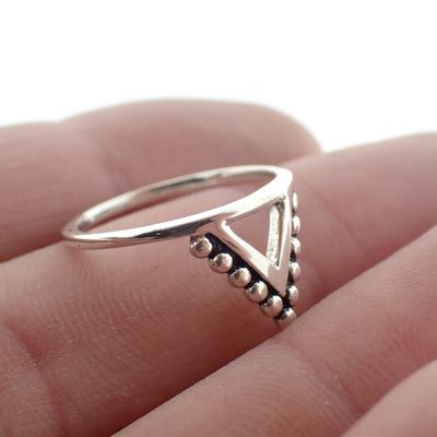 Image 2 of Silver triangle ring with balls