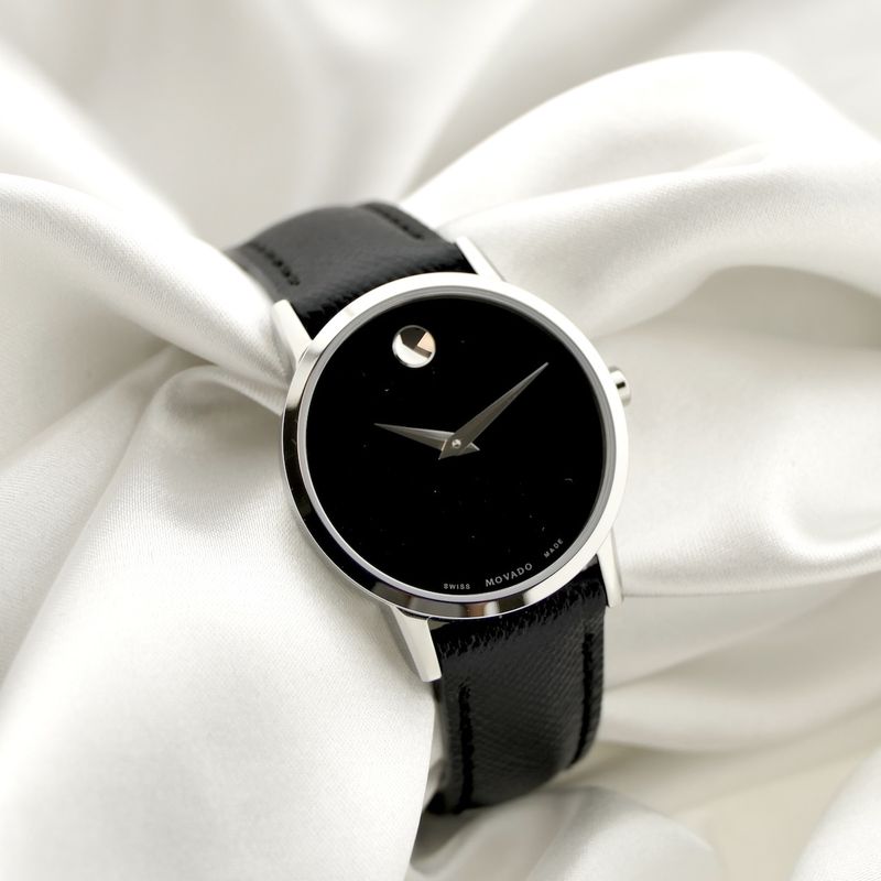 Image 13 of Movado Museum Classic; Steel women's watch with black dial; 0607204