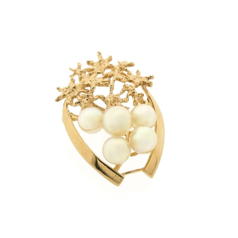 Image 2 of Vintage gold pendant/brooch with pearls