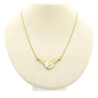 Two-tone necklace with a fixed pendant and a 0.005 ct. diamond | 46 cm