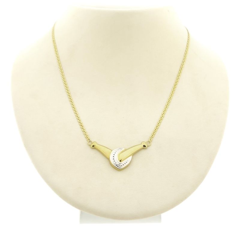 Image 1 of Two-tone necklace with a fixed pendant and a 0.005 ct. diamond | 46 cm