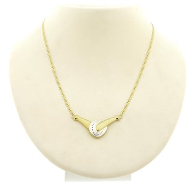 Two-tone necklace with a fixed pendant and a 0.005 ct. diamond | 46 cm Image 1 of Two-tone necklace with a fixed pendant and a 0.005 ct. diamond | 46 cm