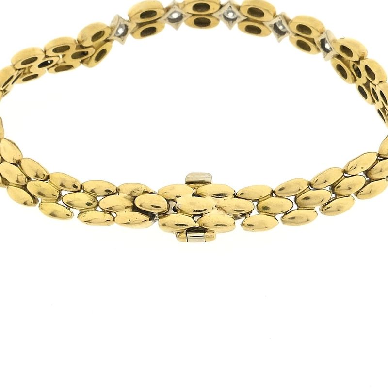 Image 4 of Gold Bismarck link bracelet with 0.4 ct diamond.
