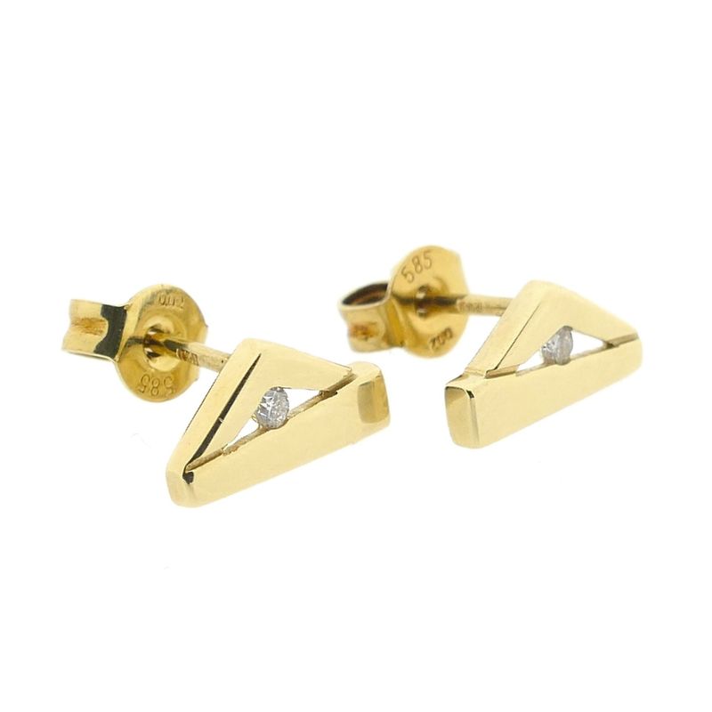 Image 4 of Gold earrings with diamond; 0.01 ct.