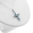 Image 2 of Silver cross pendant with light blue zirconia
