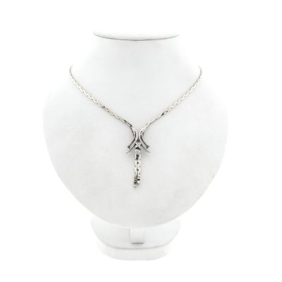 Afbeelding 1 van Witgouden ketting met vaste hanger; Saffier