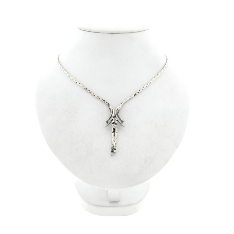 Afbeelding 1 van Witgouden ketting met vaste hanger; Saffier