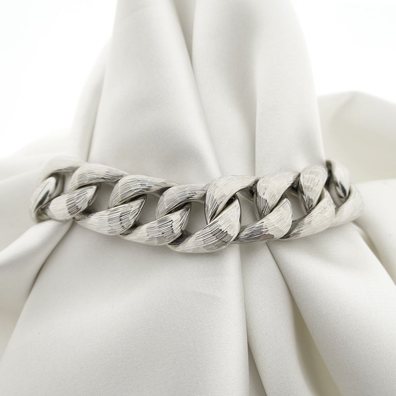 Image 3 of White gold gourmet link bracelet