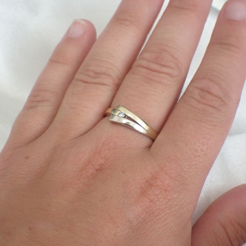 Image 4 of Two-tone gold ring with diamond | 0.03 ct.