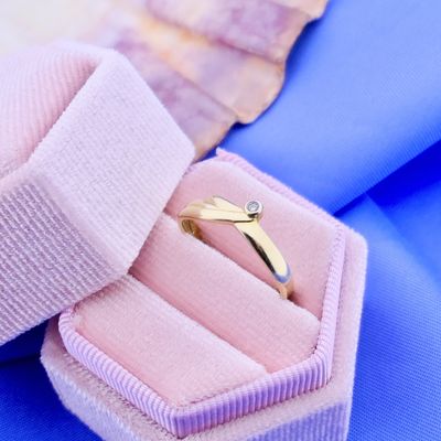 Image 2 of Gold solitaire ring with diamond | 0.01 ct.