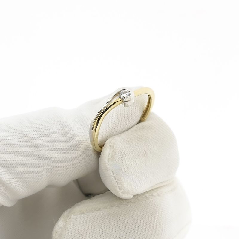 Image 11 of Two-tone gold solitaire ring with zirconia